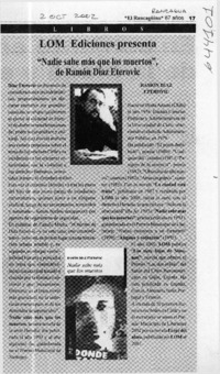 "Nadie sabe más que los muertos", de Ramón Díaz Eterovic  [artículo]