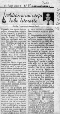 Adiós a un viejo lobo literario  [artículo] Fernando Arriagada Cortés