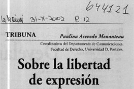 Sobre la libertad de expresión  [artículo] Paulina Acevedo Menanteau