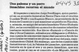 Una paloma y un perro limachino recorren el mundo  [artículo]