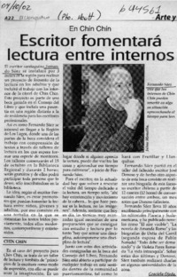 Escritor fomentará lectura entre internos  [artículo] Graciela Ojeda