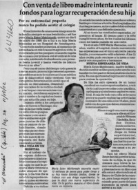 Con venta de libro madre intenta reunir fondos para lograr recuperación de su hija  [artículo]