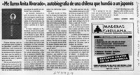 "Me llamo Anita Alvarado", autobiografía de una chilena que hundió a un japonés  [artículo] Gonzalo Gutiérrez Muñoz