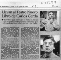 Llevan al teatro nuevo libro de Carlos Cerda  [artículo]