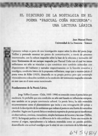El discurso de la nostalgia en el poema "Pascual Coña recuerda", un lectura lárica  [artículo]
