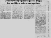 Jodorowsky quiere que el Papa lea su libro sobre evangelios  [artículo]