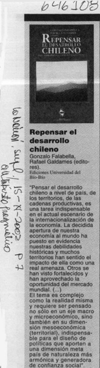 Repensar el desarrollo chileno  [artículo]