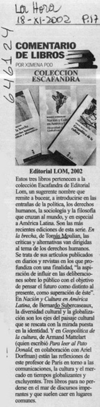 Colección escafandra  [artículo]