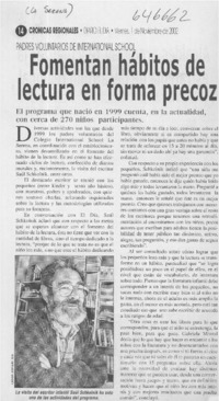 Fomentan hábitos de lectura en forma precoz  [artículo]