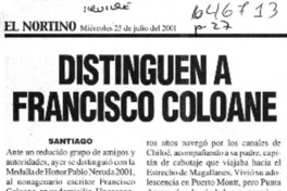 Distinguen a Francisco Coloane  [artículo]