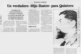 Un verdadero "Hijo Ilustre" para Quintero  [artículo]