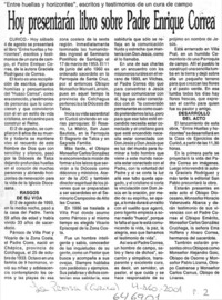 Hoy presentarán libro sobre Padre Enrique Correa  [artículo]