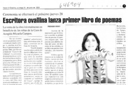 Escritora ovallina lanza primer libro de poemas