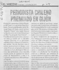 Periodista chileno premiado en Gijón  [artículo]
