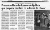 Presentan libro de docente de Quillota que propone cambios en la forma de educar  [artículo]