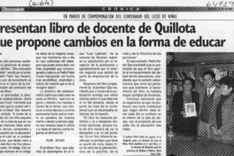 Presentan libro de docente de Quillota que propone cambios en la forma de educar  [artículo]