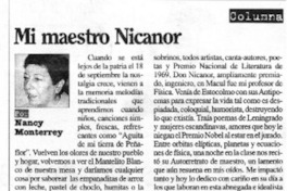 Mi maestro Nicanor  [artículo] Nancy Monterrey