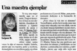 Una maestra ejemplar  [artículo] Liliana López B.