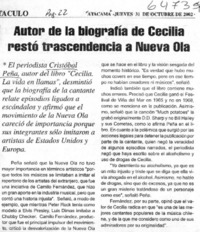 Autor de la biografía de Cecilia restó trascendencia a Nueva Ola  [artículo]