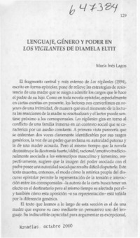 Lenguaje, género y poder en Los vigilantes de Diamela Eltit  <artículo> María Inés Lagos