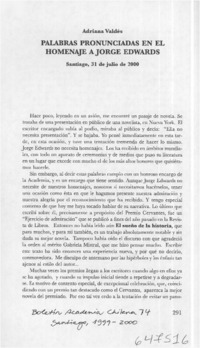 Palabras pronunciadas en el homenaje a Jorge Edwards