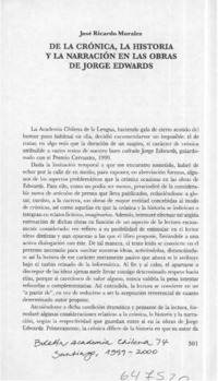 De la crónica, la historia y la narración en las obras de Jorge Edwards  [artículo] José Ricardo Morales