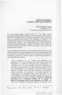 Jaime Eyzaguirre, a treinta años de su muerte