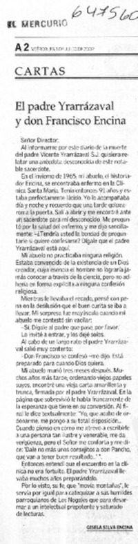 El padre Yrarrázaval y don Francisco Encina