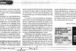 La educación primaria popular en el siglo XIX en Chile  [artículo] Mario Tomás Schilling