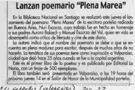 Lanzan poemario "Plena marea"