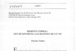 Ley de divorcio, las razones de un no  [artículo] Paulina Veloso