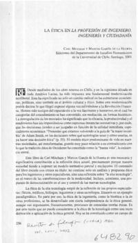 La ética en la profesión de ingeniero, ingeniería y ciudadanía  [artículo] Jorge Vergara Estévez