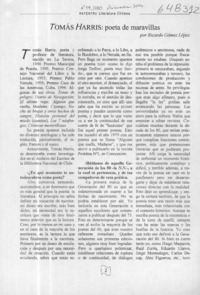 Thomas Harris, poeta de maravillas  [artículo] Ricardo Gómez López