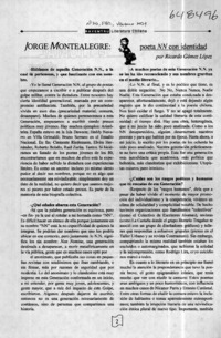 Jorge Montealegre, poeta NN con identidad  [artículo] Ricardo Gómez López