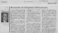 Recuerdos de Benjamín Subercaseaux  [artículo] Oscar Pinochet de la Barra