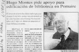 Hugo Montes pide apoyo para edificación de biblioteca en Pomaire