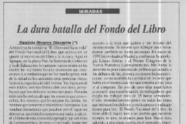 La dura batalla del Fondo del Libro  [artículo] Patricio Riveros Olavarría