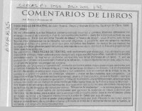 Tres piezas de teatro  [artículo] Rogelio Rodríguez M.