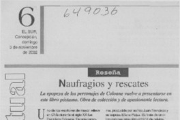 Naufragios y rescates  [artículo] Alfredo Barría M.