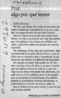 Prat, algo por qué temer  [artículo] María de la Luz Prat Alemparte