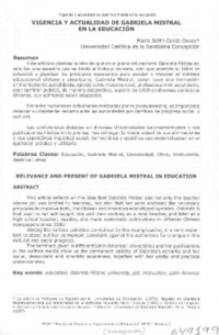 Vigencia y actualidad de Gabriela Mistral en la educación  [artículo] María Edith Cerda Osses