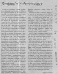 Benjamín Subercaseaux  [artículo] Miguel Laborde