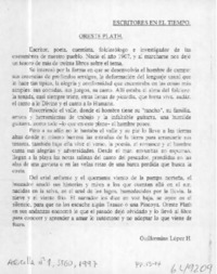 Oreste Plath  [artículo] Guillermina López H.