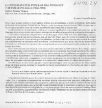 La sociedad civil popular del poniente y sur de Rancagua  [artículo] Ricardo Vargas Morales