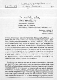 Es posible, aún, otra escritura  [artículo] Alejandro Alasevic H.