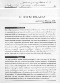 Le doy mi palabra  [artículo] Juan Antonio Massone del C.