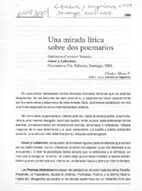 Una mirada lírica sobre dos poemarios  [artículo] Gladys Mora E.