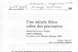 Una mirada lírica sobre dos poemarios  [artículo] Gladys Mora E.