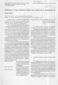 Homenaje a Jorge Mardones Restat con ocasión de su cumpleaño 90  [artículo] Jorge Allende