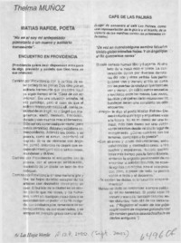 Matías Rafide, poeta  [artículo] Thelma Muñoz